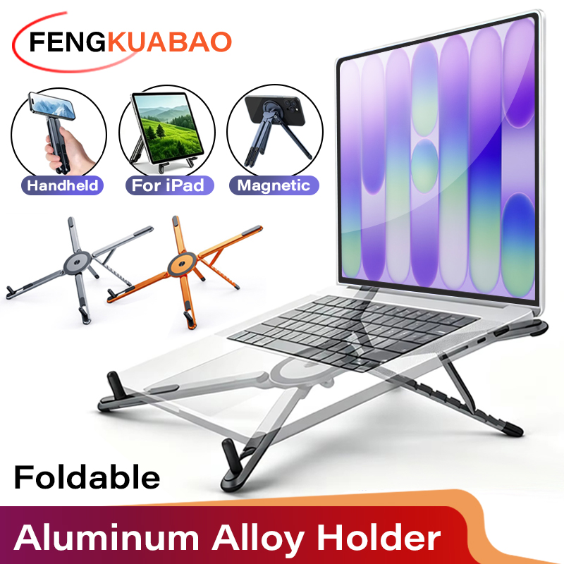 Desk Setup Mac - Magnetic Phone Holder Laptop Aluminum Alloy