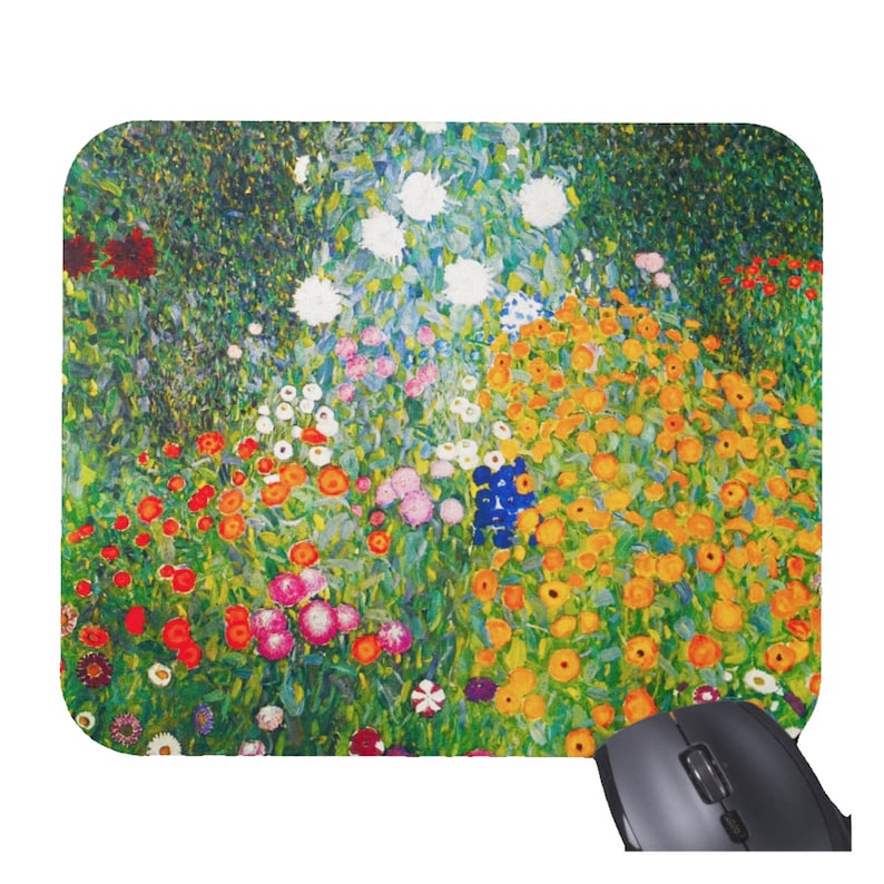 Desk Setup Rug - Gustav Klimt Flowers Floral Mouse Pad