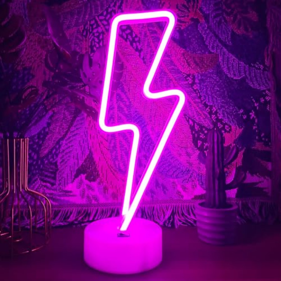 Led Desk Light Usb - Lightning Bolt Neon Sign With Base