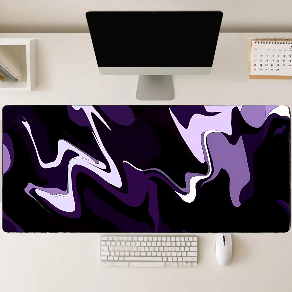 Desk Setup Rug - Playmat Purple Black Fluid Mouse Pad