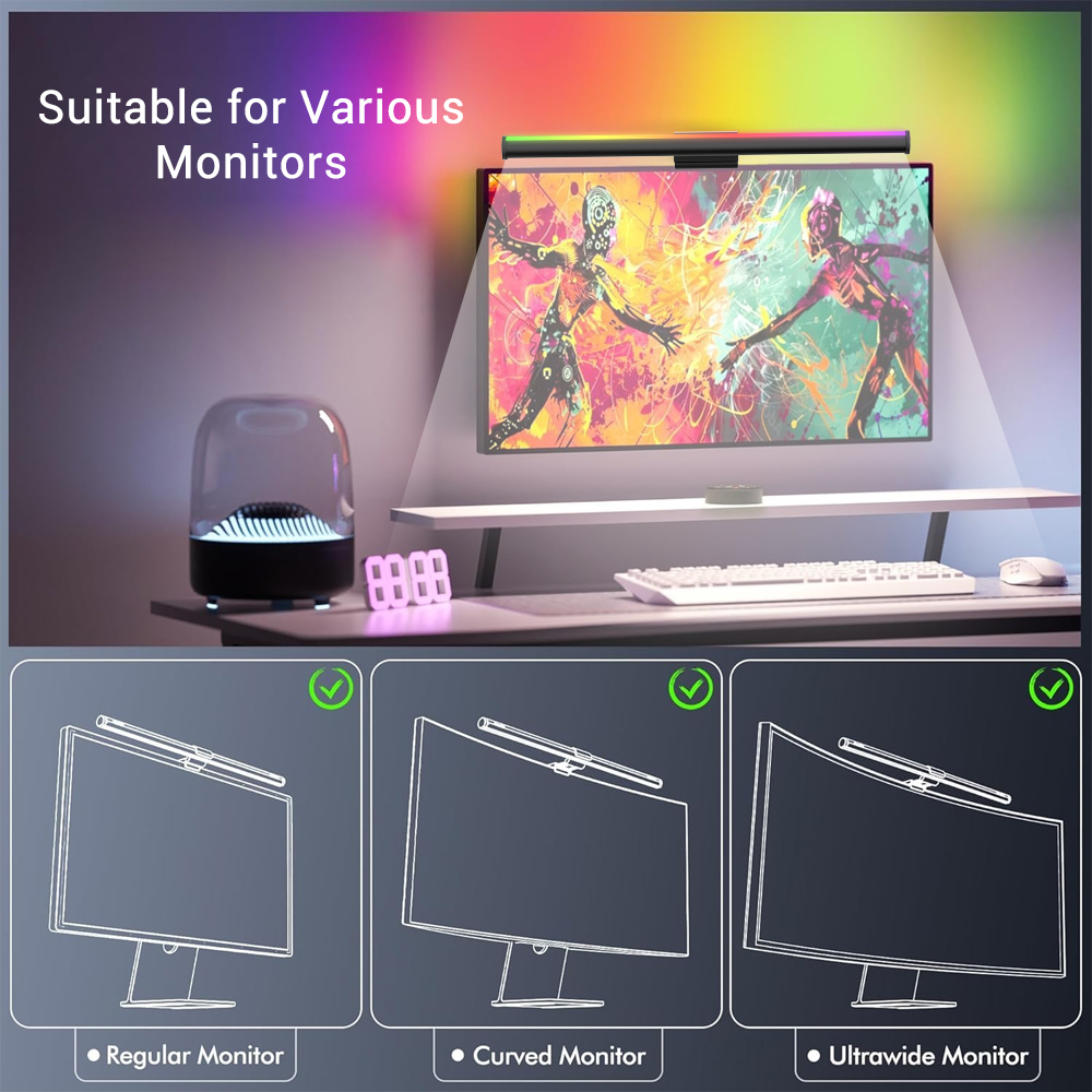 Screen Hanging Lamp Monitor Li - đánh giá và giá Desk Setup Black