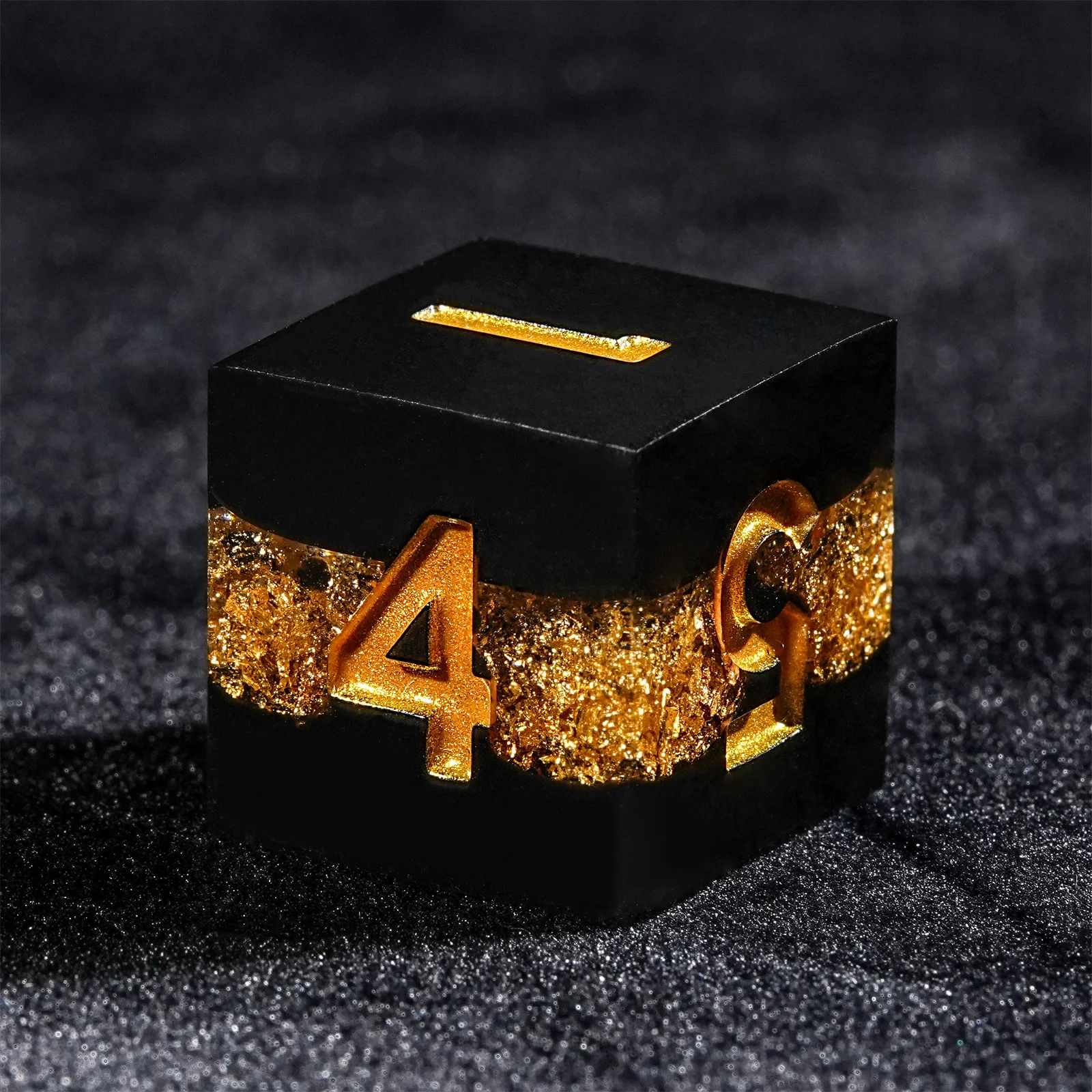 7pcs DND Dice Resin Black Gold - đánh giá và giá Desk Setup Black