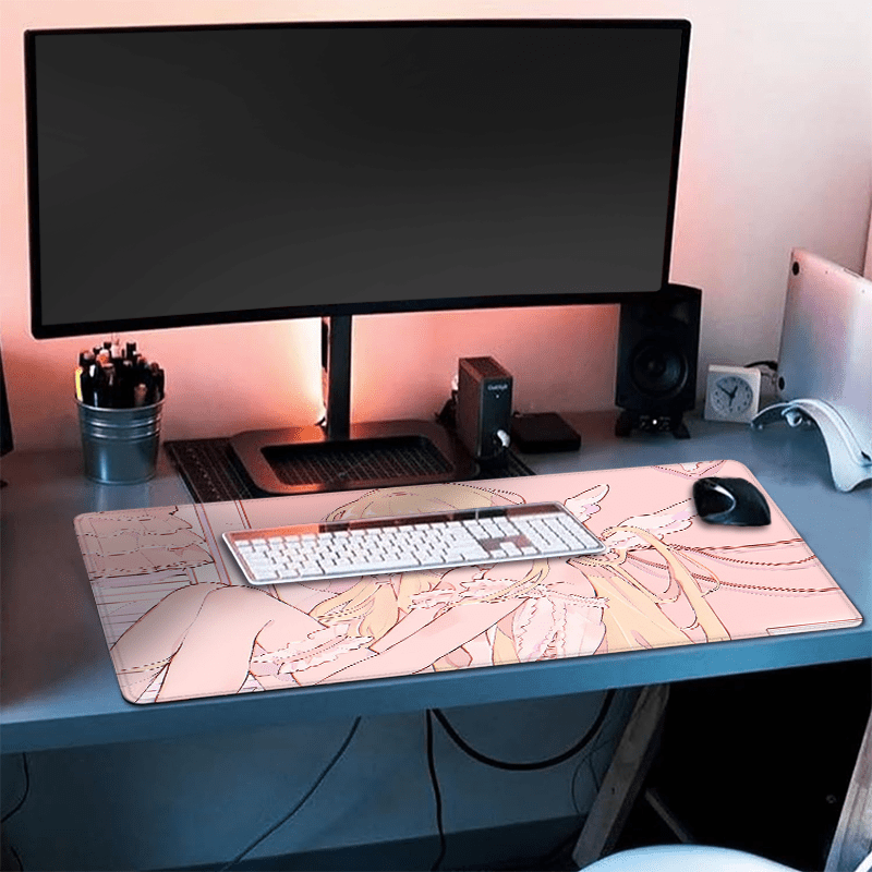 Kawaii Cute Angel Girl Mouse P - đánh giá và giá Desk Setup Rug