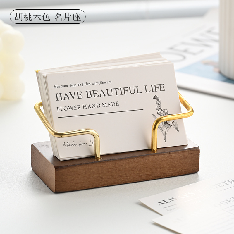 Wooden Business Card Holder Me - đánh giá và giá Desk Setup Table