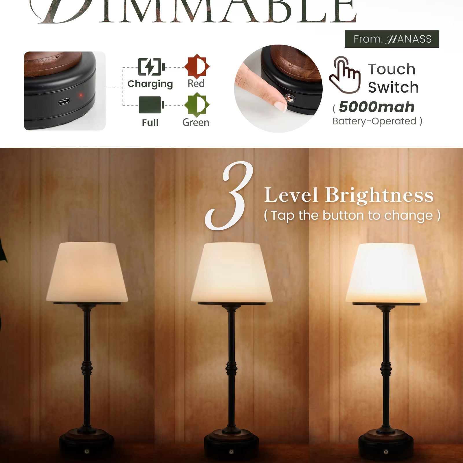 Cordless Table Lamps Set of  5 - đánh giá và giá Desk Setup Table