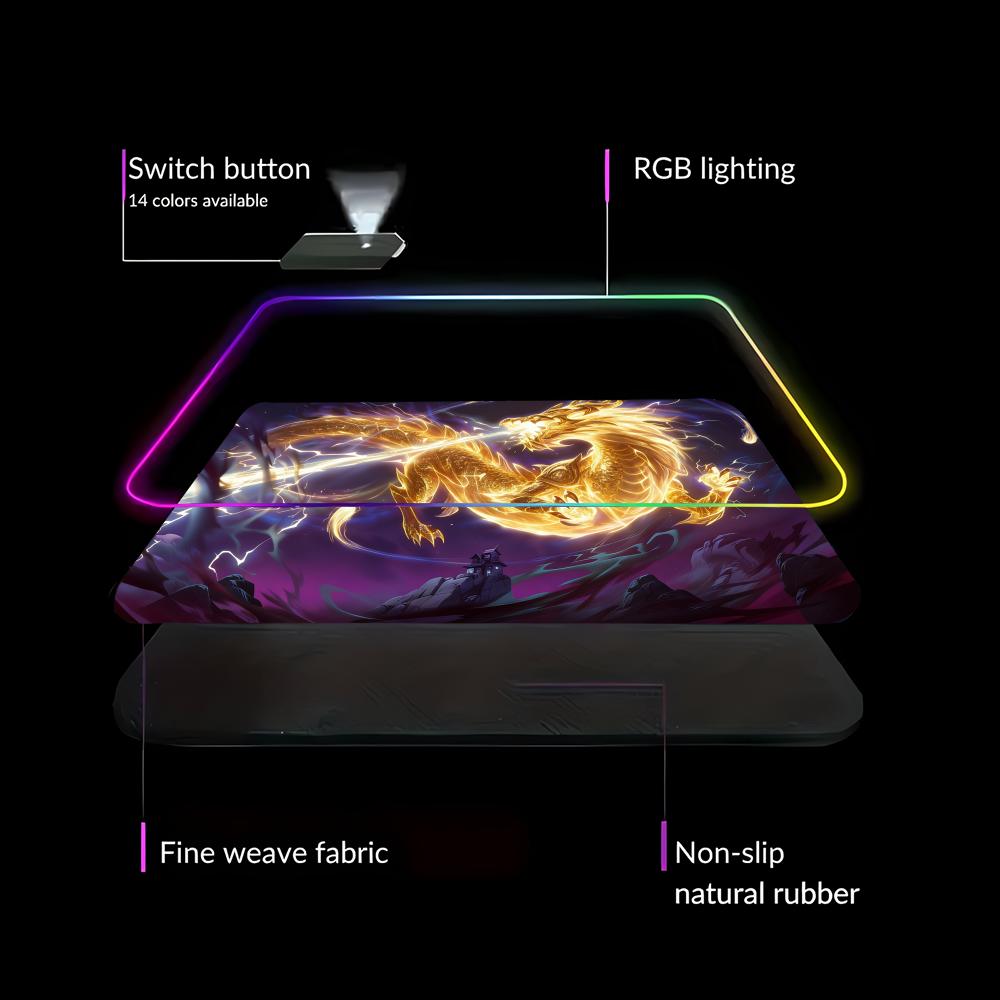 RGB LED Blue Dragon Mouse Pad  - đánh giá và giá Desk Setup Rug