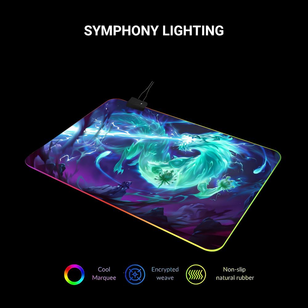RGB LED Blue Dragon Mouse Pad  - đánh giá và giá Desk Setup Rug