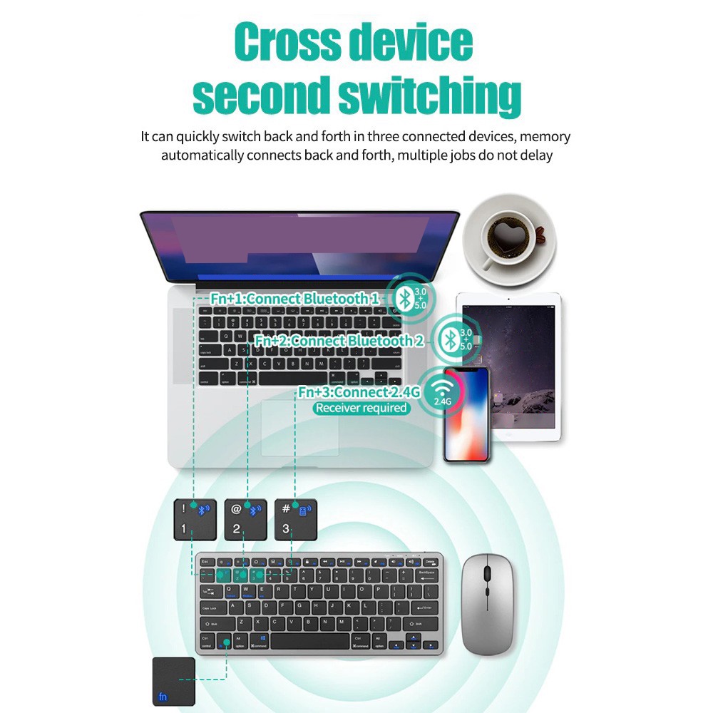 Wireless Keyboard Bluetooth 5. - đánh giá và giá Desk Setup Ipad