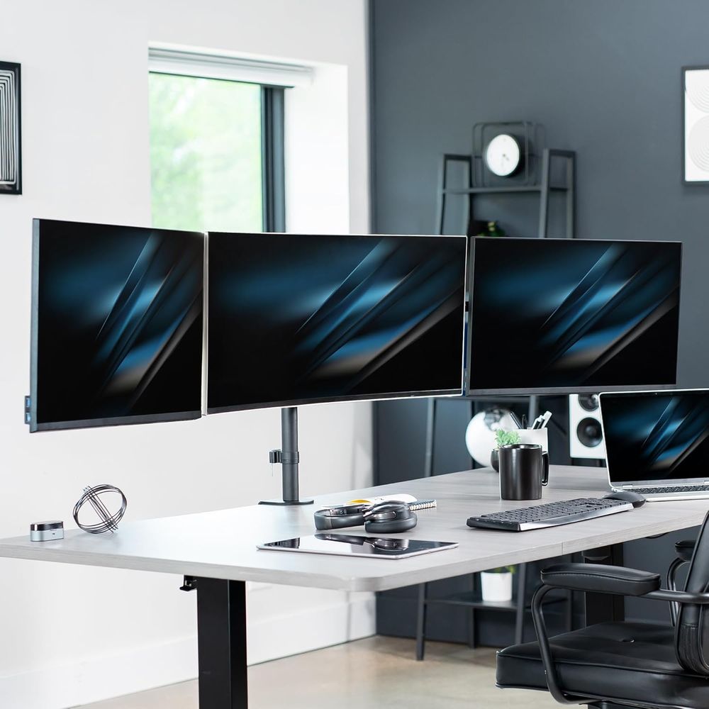 Triple Monitor Desk Mount, Adj - đánh giá và giá Desk Setup Black
