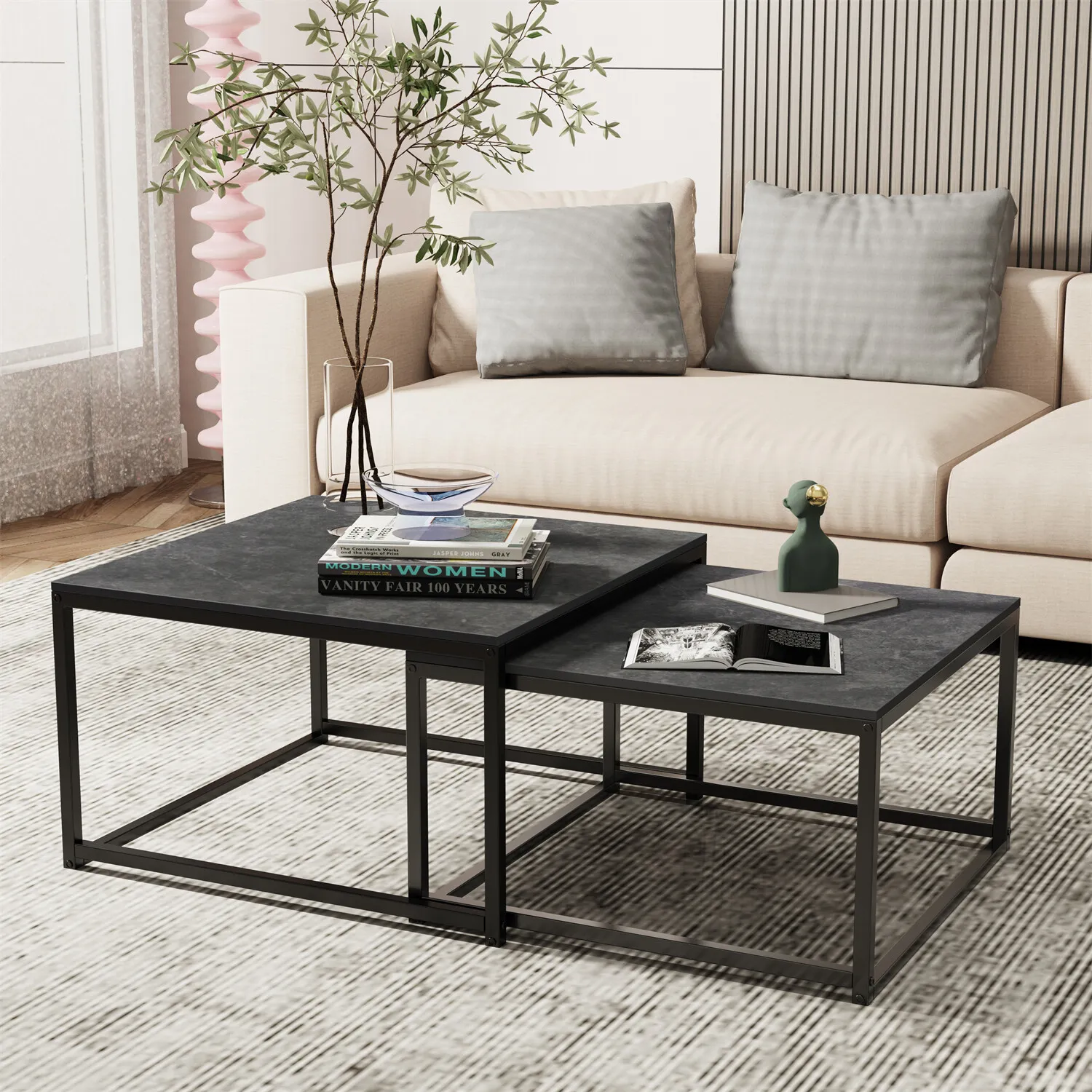 LUVODI Rectangle White Nesting - đánh giá và giá Desk Setup Black