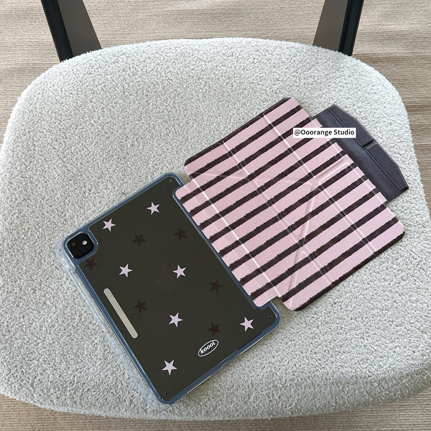 Ins Pink And Brown Stripe Tabl - đánh giá và giá Desk Setup Ipad