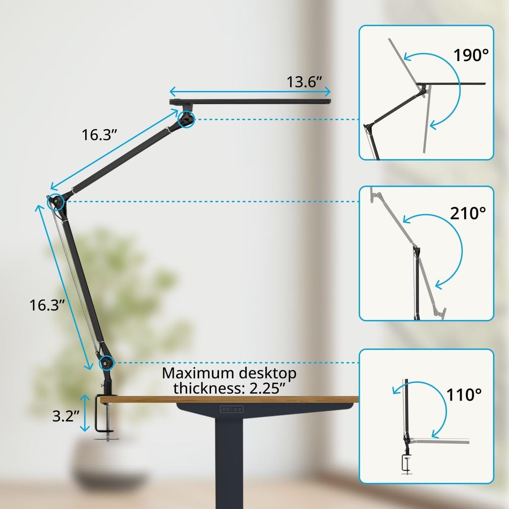 Adjustable 3-Color LED Desk La - đánh giá và giá Desk Setup Black