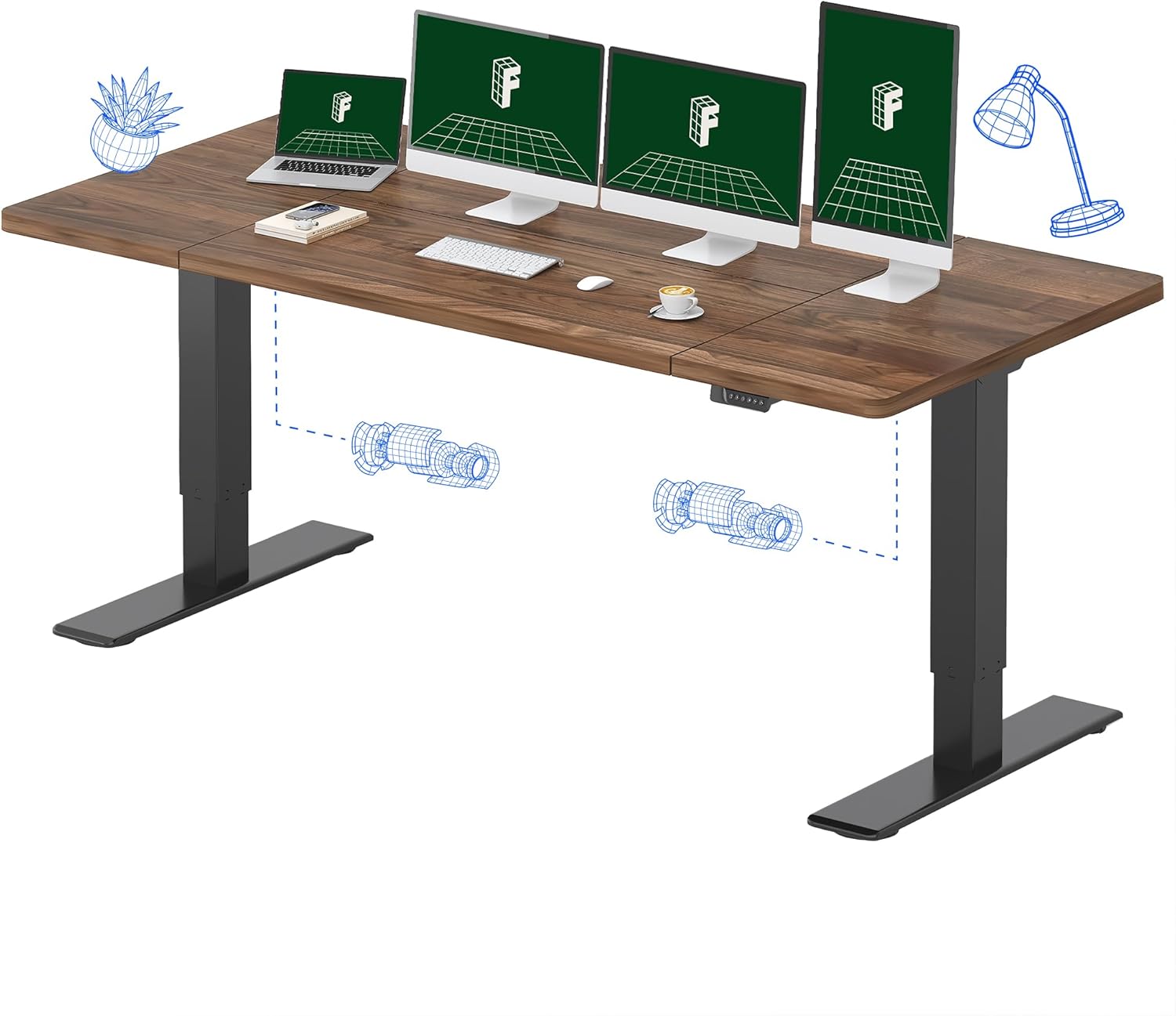 Electric Standing Desk with Du - đánh giá và giá Desk Setup Black