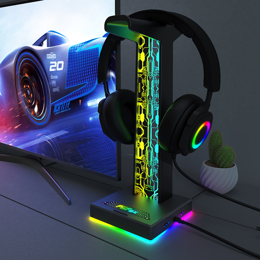 RGB Gaming Headphone Stand Dua - đánh giá và giá Desk Setup Lamp