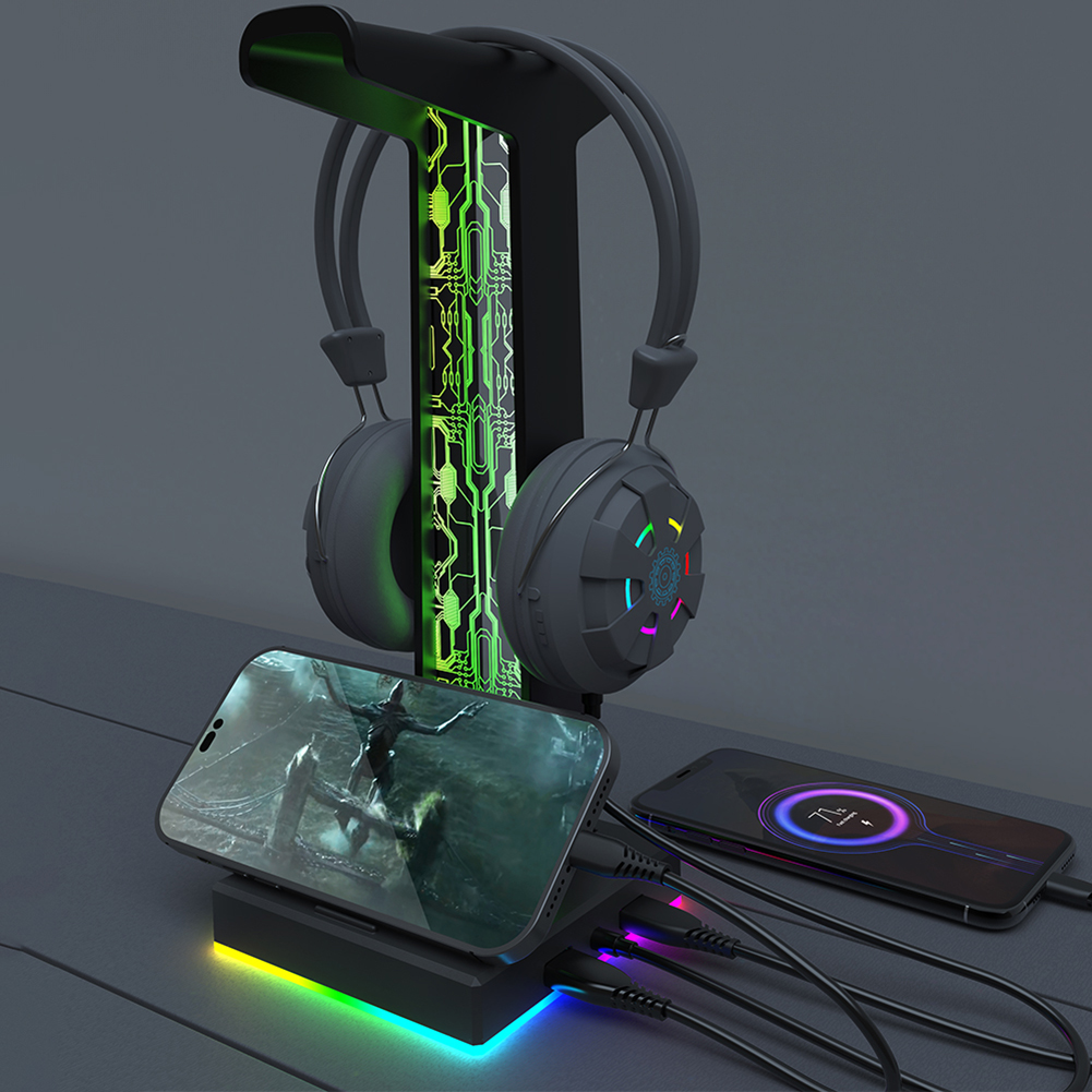 RGB Gaming Headphone Stand Dua - đánh giá và giá Desk Setup Lamp