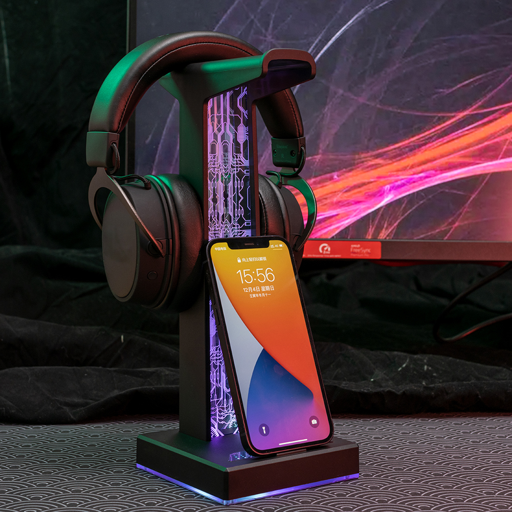 RGB Gaming Headphone Stand Dua - đánh giá và giá Desk Setup Lamp