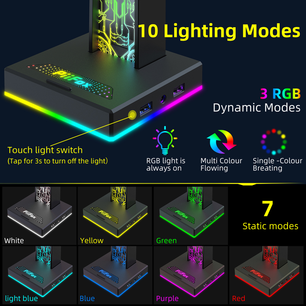 RGB Gaming Headphone Stand Dua - đánh giá và giá Desk Setup Lamp
