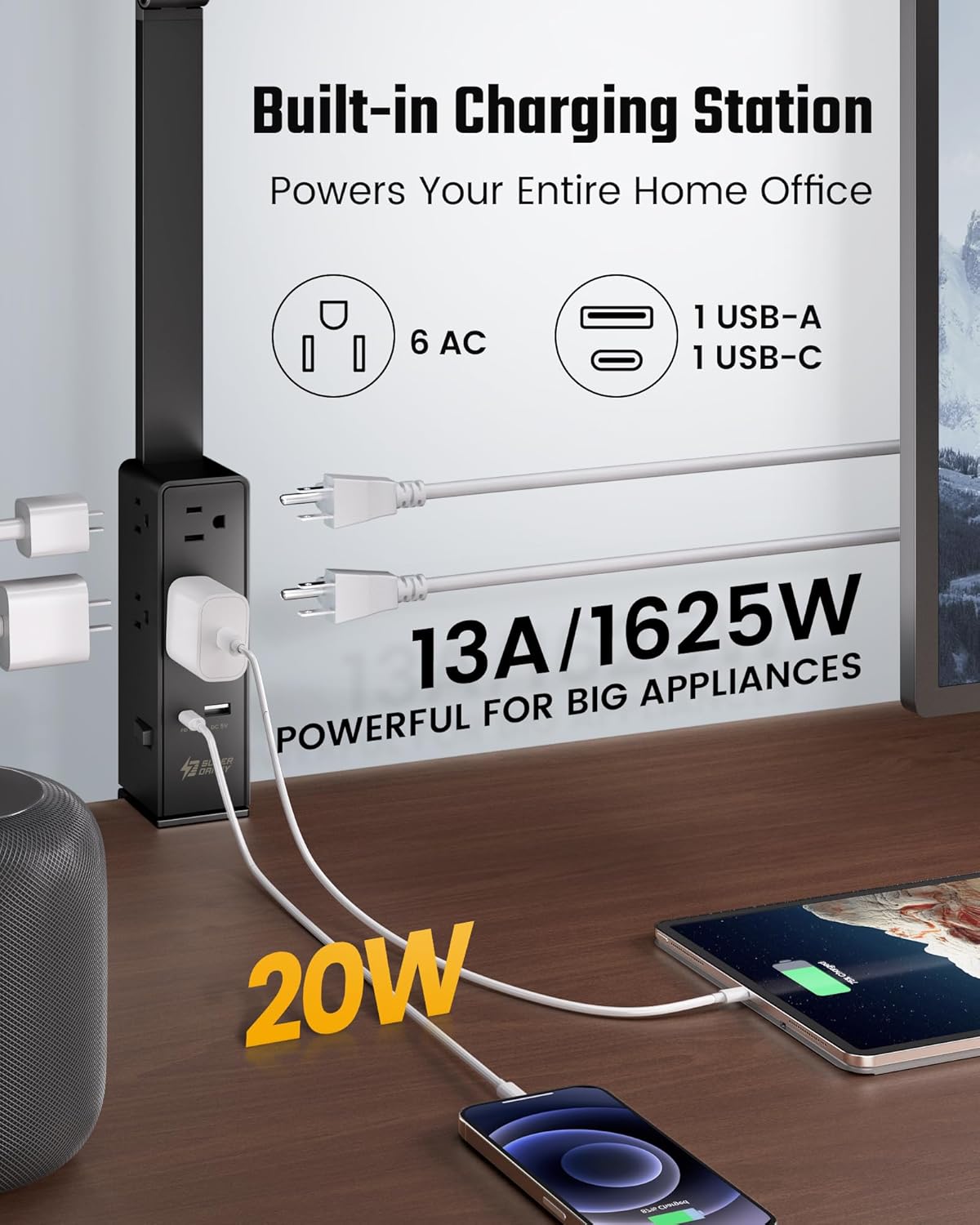 LED Desk Lamp with Power Strip - đánh giá và giá Led Desk Light Usb