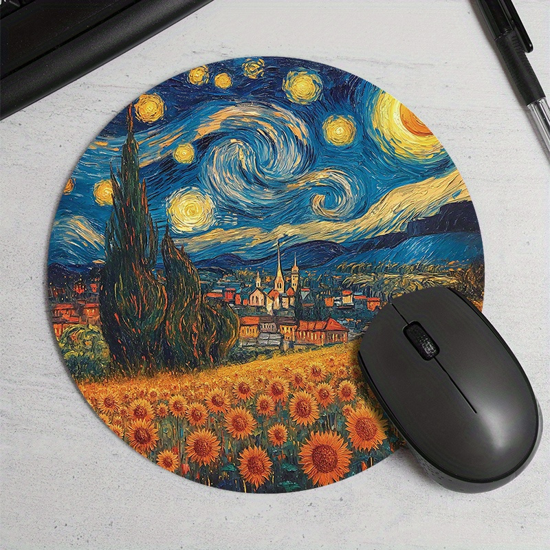 Starry Night Sunflower Round M - đánh giá và giá Desk Setup Rug