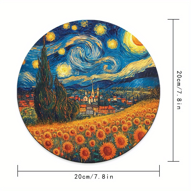 Starry Night Sunflower Round M - đánh giá và giá Desk Setup Rug