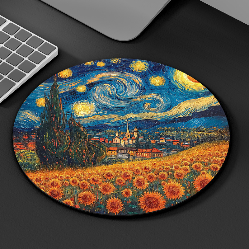 Starry Night Sunflower Round M - đánh giá và giá Desk Setup Rug